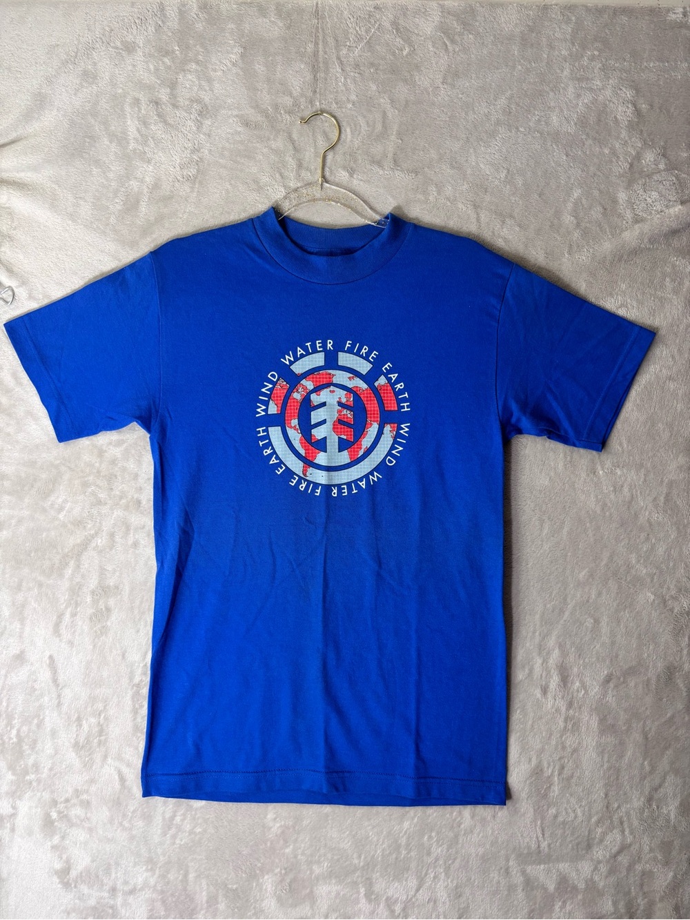 Vintage Element Skateboards T Shirt Blue USA Made Small Earth Wind Water Fire